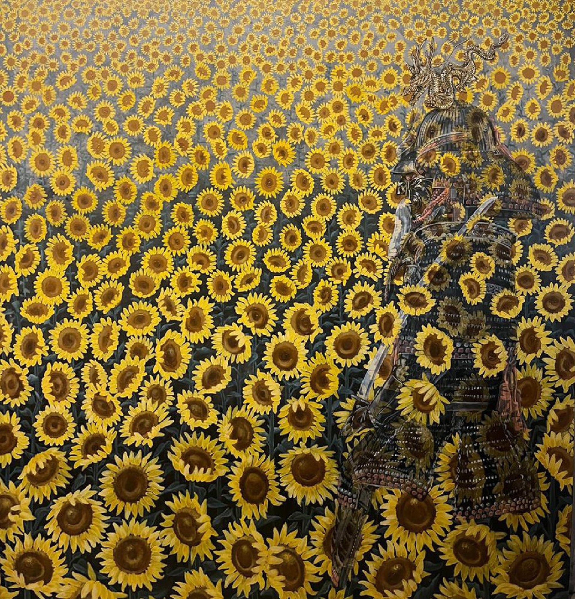 Samurai and Sunflower Field